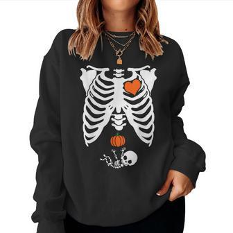 Skeleton Pregnancy Baby X-Ray Halloween Pregnant Mom Women Sweatshirt - Monsterry CA