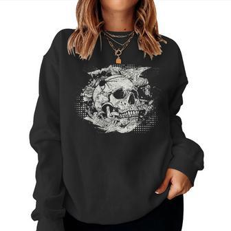 Skull & Mushrooms & Spider Vintage Rock Halloween Men Women Mushrooms Women Sweatshirt | Mazezy