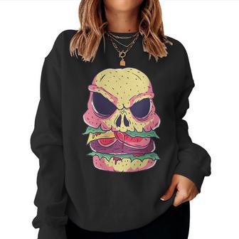 Skull-Burger Meat Scary Women Sweatshirt | Mazezy