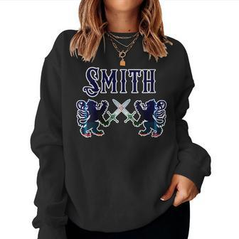 Smith Scottish Clan Family Name Lion Kilt Tartan Smith Women Sweatshirt | Mazezy