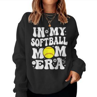 In My Softball Mom Era Retro Groovy Sports Mom For Women Sweatshirt - Thegiftio UK