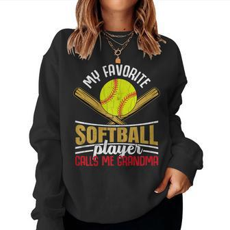 Softball Player Calls Me Grandma Funny Coach Sports Graphic Women Crewneck Graphic Sweatshirt - Thegiftio UK