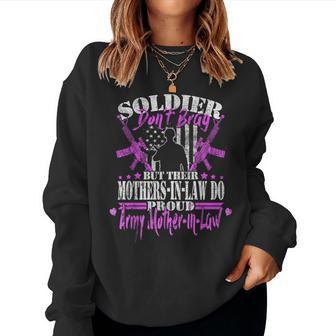 Soldiers Don't Brag Proud Army Mother-In-Law Military Mom Women Sweatshirt | Mazezy DE