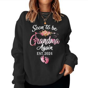 Soon To Be Grandma Again 2024 Promoted To New Grandma Women Women Sweatshirt | Mazezy