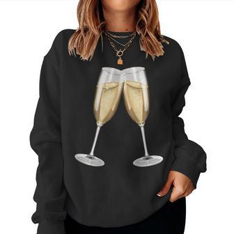Sparkling Wine Champagne Glasses Toast D010-0645B Women Sweatshirt - Seseable