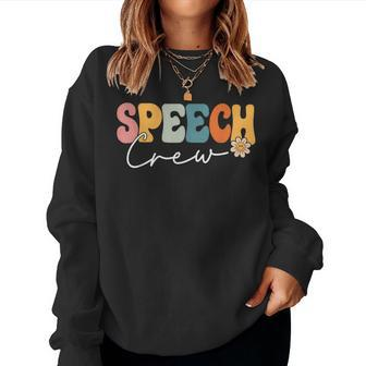 Speech Crew Team Retro Groovy Vintage First Day Of School Women Sweatshirt - Seseable