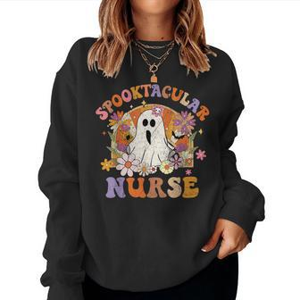 Spooktacular Nurse Happy Halloween Spooky Flower Matching Women Sweatshirt - Monsterry AU