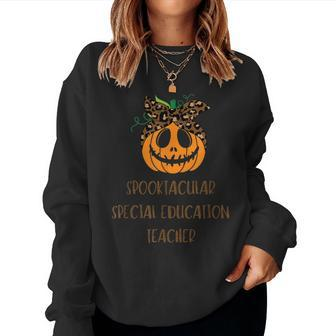 Spooktacular Special Education Teacher Cute Smiling Pumpkin Women Sweatshirt | Mazezy CA