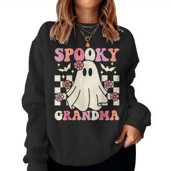 Spooky Grandma Halloween Ghost Costume Retro Groovy Women Sweatshirt - Seseable