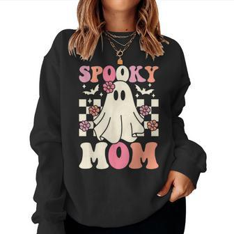 Spooky Mom Halloween Ghost Costume Retro Groovy Women Sweatshirt | Mazezy
