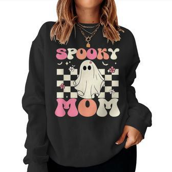 Spooky Mom Halloween Ghost Costume Retro Groovy Women Sweatshirt - Monsterry UK