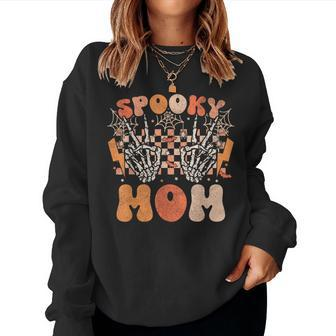 Spooky Mom Halloween Skeleton Costume Retro Groovy Women Sweatshirt - Thegiftio UK