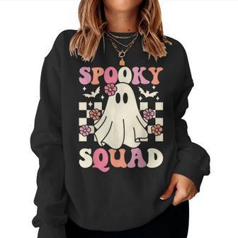 Spooky Squad Halloween Ghost Costume Retro Groovy Women Sweatshirt | Mazezy