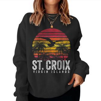 St Croix Vintage Retro Sunset Beach Island Women Women Sweatshirt | Mazezy