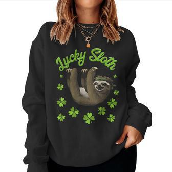 St Patricks Day Lucky Sloth Boys Girls Men Women Women Crewneck Graphic Sweatshirt - Thegiftio UK
