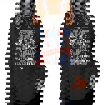 Stars And Stripes Running For Call Lights 4Th Of July Nurse  Women Crewneck Graphic Sweatshirt