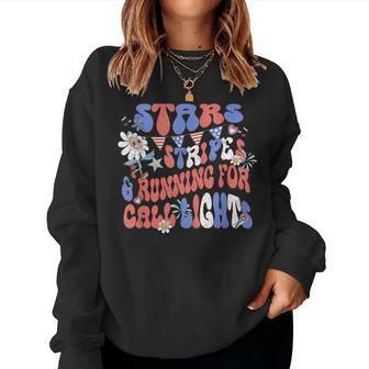 Stars And Stripes Running For Call Lights 4Th Of July Nurse Women Sweatshirt | Mazezy