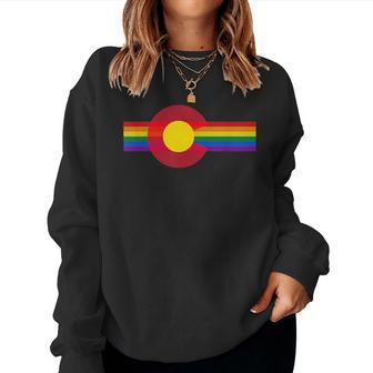 State Of Colorado Flag Gay Pride Rainbow Retro T Women Sweatshirt | Mazezy