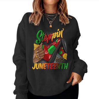 Stepping Into Junenth Remembering My Ancestors Girl Women Women Crewneck Graphic Sweatshirt - Seseable