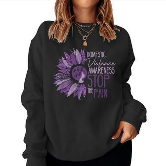 Stop The Pain Domestic Violence Awareness Sunflower Warrior Women Sweatshirt - Monsterry UK