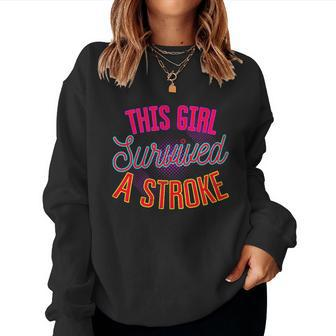 Stroke Survivor 80S Retro Survived Girl Women Sweatshirt - Thegiftio UK