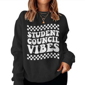 Student Council Vibes Retro Groovy School Student Council Women Sweatshirt - Seseable