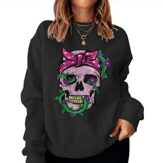 Sugar Skull Floral Vine Calavera Goth Girl Mom For Mom Women Sweatshirt | Mazezy
