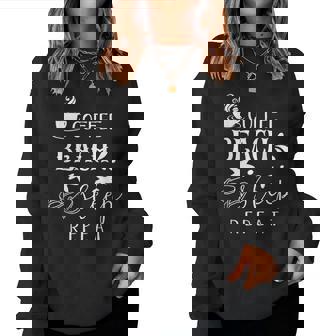 Summer - Beach - Vacation - Coffee Beach Sleep Repeat Women Crewneck Graphic Sweatshirt - Thegiftio