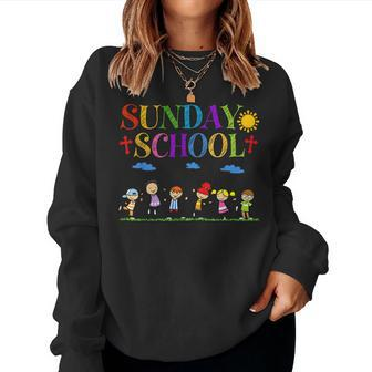 Sunday School Jesus Teacher For Teacher Day Women Sweatshirt | Mazezy
