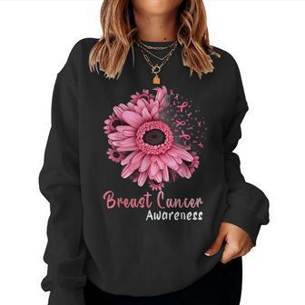 Sunflower Breast Cancer Awareness Pink Ribbon In October Women Sweatshirt - Seseable