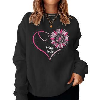 Sunflower X-Ray Tech Pink Ribbon Breast Cancer Awareness Women Sweatshirt | Mazezy