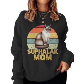 Suphalak Cat Mom Retro Vintage Cats Lover & Owner Women Sweatshirt | Mazezy