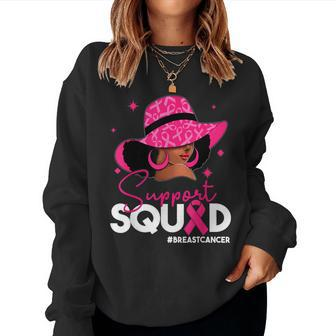 Support Squad Black Breast Cancer Awareness Pink Queen Women Sweatshirt | Mazezy