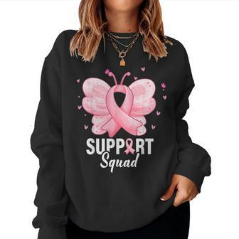Support Squad Breast Cancer Awareness Butterfly Ribbon Women Sweatshirt - Seseable