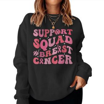 Support Squad Breast Cancer Awareness Hippie Groovy Women Sweatshirt | Mazezy