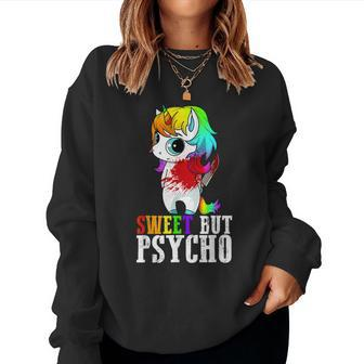 Sweet But Psycho Cute Humor Wife Mom Horror Goth Punk Women Sweatshirt | Mazezy CA