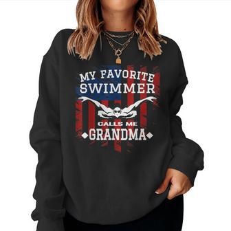 Swim Grandma Us American Flag Swimming Women Sweatshirt | Mazezy