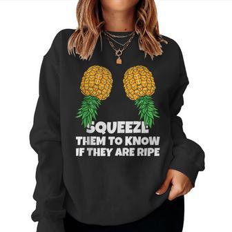 Swinging Squeeze Ripe Pineapples Upside Down Swinger Women Women Crewneck Graphic Sweatshirt - Seseable
