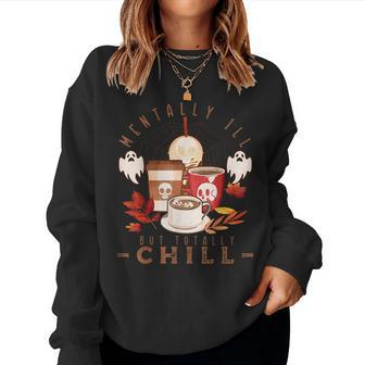 Mental Health Halloween Coffee Gothic Skeleton Coffee Lovers For Men Women Sweatshirt | Mazezy