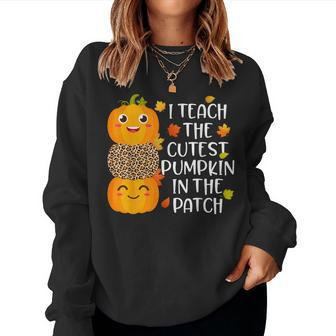 I Teach The Cutest Pumpkins In The Patch Leopard For Teacher Women Sweatshirt - Monsterry DE