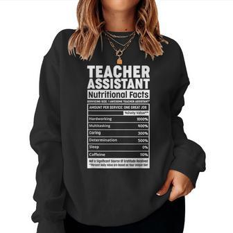 Teacher Assistant Nutritional Fact Teacher Elementary School Sweatshirt