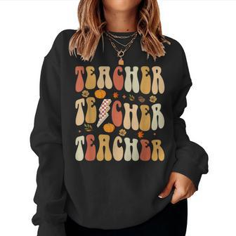 Teacher Fall Autumn Vibes Back To School Maple Leaf Women Sweatshirt - Thegiftio UK
