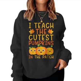 Teacher Halloween Pre-K Teacher Kindergarten Cutest Pumpkins Women Sweatshirt - Thegiftio UK