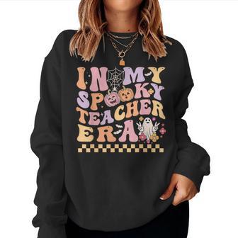 Teacher Halloween In My Spooky Teacher Era Retro Groovy Women Sweatshirt - Monsterry CA