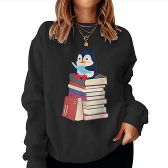 Teacher Librarian Kawaii Penguin Book Lover Penguin For Teacher Women Sweatshirt | Mazezy