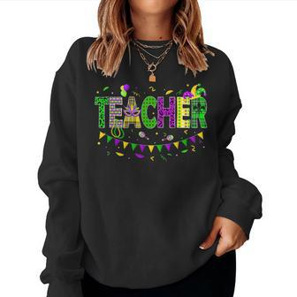 Teacher Mardi Gras Family Matching Outfit For Teacher Women Sweatshirt | Mazezy
