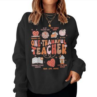 Teacher Thanksgiving One Thankful Teacher Fall Women Sweatshirt - Seseable