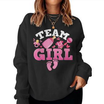Team Girl Funny Gender Reveal Party Idea For Dad Mom Family Women Crewneck Graphic Sweatshirt - Seseable