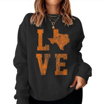 Texas Love Retro Burnt Orange Women's State Of Texas Women Sweatshirt | Mazezy
