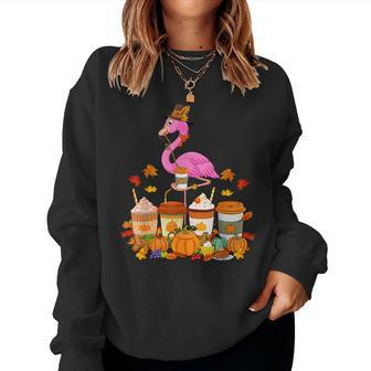 Thanksgiving Flamingo Wearing Hat Fall Coffee Cups Lover For Coffee Lovers Women Sweatshirt | Mazezy